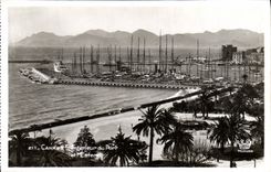 VINTAGE POSTCARD Interior Cannes of the Port and L Esterel Boats