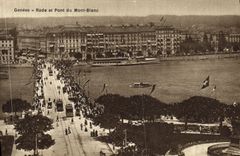 VINTAGE POSTCARD Geneva Splits and Bridge of Mont Blanc
