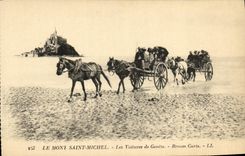 CPA Le Mont Saint Michel Les Voitures de Genets