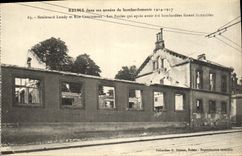 VINTAGE POSTCARD Rheims In its years of Bombardments Boulevard Lundy and Rue Courmeaux the Militaria schools