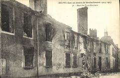 VINTAGE POSTCARD Rheims In its years of Bombardments Street of the Three Raisinets Militaria