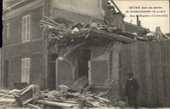 VINTAGE POSTCARD Rheims In its years of Bombardments Street of Magneux Clairmarais