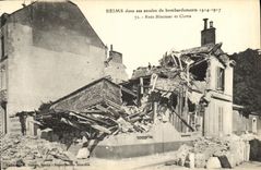 VINTAGE POSTCARD Rheims In its years of Bombardments Streets Hinemar and Clovis Militaria