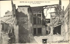 VINTAGE POSTCARD Rheims In its years of Bombardments Street De Thillois Militaria
