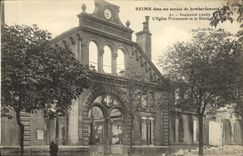 VINTAGE POSTCARD Rheims In its years of Bombardment L Protestant Church and Rolling