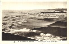 VINTAGE POSTCARD Bagneres de Bigorre sea of clouds seen of Pix de Midi
