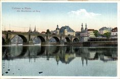 CPA Ruine Coblenz Alte Moselbrucke mit Barg