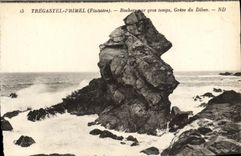 CPA Tregastel Primel Rochers par Gros Temps Greve du Diben
