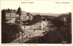 Meseta de Clermont Ferramnd de la POSTAL de la VENDIMIA del castillo de Gergovie de los lugares de Montragnon de Jaude