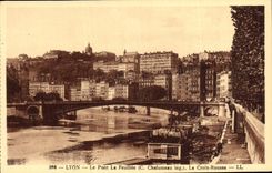 VINTAGE POSTCARD Lyon the Bridge Feuillee the Russet red Cross