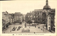 POSTAL Dieppe de la VENDIMIA el lugar nacional y estatua de Duquesne
