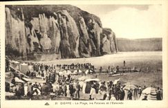 POSTAL Dieppe de la VENDIMIA los acantilados y el L embarcadero del lugar