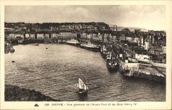 Opinion de Dieppe de la POSTAL de la VENDIMIA de L antes del puerto y de los barcos de Quay Henry IV