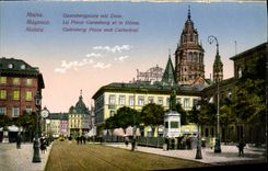 VINTAGE POSTCARD Mainz Gutenbergplatz put Dom