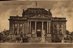 VINTAGE POSTCARD Wiesbaden Theater and Statue of Schiller