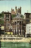 VINTAGE POSTCARD Lyon Cathedral Jean Saint and L Apse of Fourviere