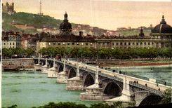 VINTAGE POSTCARD Lyon the Bridge of Guillotiere L Hotel God and the Hill of Fourviere