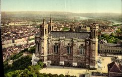 VINTAGE POSTCARD Lyon Fourviere and Panorama of Lyon taken of the metal Tower