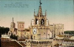 Vuelta de Avignon de la POSTAL de la VENDIMIA de L reloj y el paladar de los papas