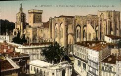POSTAL Avignon de la VENDIMIA el paladar de los papas vista de la torre de L reloj