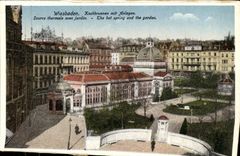 VINTAGE POSTCARD Wiesbaden Kochbrunnen put Anlagen