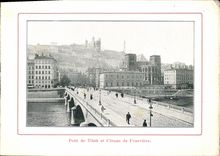 VINTAGE POSTCARD Lyon Bridge of Tilsit and Coteau of Fourviere