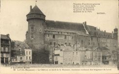 POSTAL Laval de la VENDIMIA el castillo en el borde de la residencia vieja de Mayenne de los senores de Laval