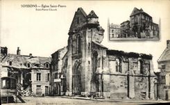 CPA Soissons Eglise Saint Pierre Militaria