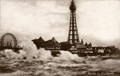 VINTAGE POSTCARD Storm At Blackpool