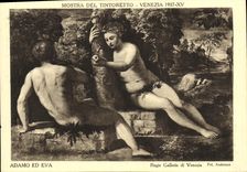 VINTAGE POSTCARD Mostra Del Tintoretto Venezia Adamo ED Eva