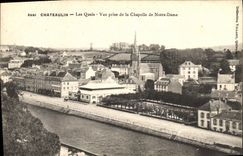 VINTAGE POSTCARD Chateaulin Quays Seen from of the Vault of Notre Dame