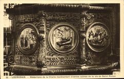 VINTAGE POSTCARD Locronan Medallions of the Pulpit Represetant Diversee Scenes of the life of Ronan Saint