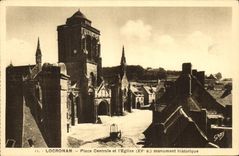 VINTAGE POSTCARD Locronan Places Central and L Church