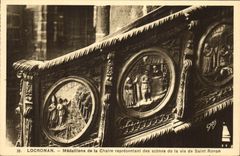 VINTAGE POSTCARD Locronan Medallions of the Pulpit Representing of the scenes of the life of Ronan Saint
