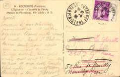 VINTAGE POSTCARD Locronan L Church and Chapella of Penity