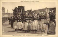 VINTAGE POSTCARD Locronan Large Tromenie the procession leaving the borough Folklore Costume