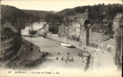 CPA Morlaix Vue Prise du Viaduc Bateau Voilier 