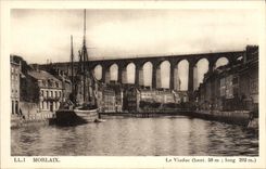 CPA Morlaix Le Viaduc Bateau Voilier