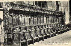 VINTAGE POSTCARD Holy pol  Of Leon the Basilica Stalls of the Chorus