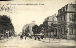 VINTAGE POSTCARD St Nazaire Street Admiral Courbet the post office