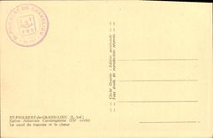 El lugar de la iglesia de la abadia de St Philbert de Grand Carolingian de la POSTAL de la VENDIMIA lo ajusta transept y el estribillo