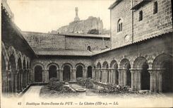 VINTAGE POSTCARD Basilica Our lady of Puy the cloister