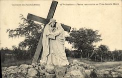 La POSTAL Calvaire de la VENDIMIA de Ponchateau Jesús encuentra a su madre muy Sainte