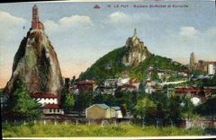 VINTAGE POSTCARD Puy Rocks St Michel and Corneille