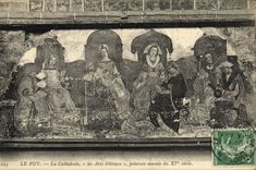 VINTAGE POSTCARD Puy Catbidrale Liberal arts mural of 15th