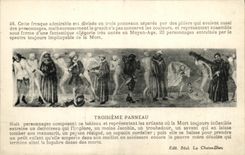 VINTAGE POSTCARD the chair god Third Panel Dances macabre