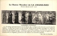 VINTAGE POSTCARD the chair god First Panel Dances macabre