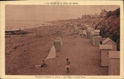 El Plage de Tharon de la POSTAL de la VENDIMIA la playa tiene marea baja