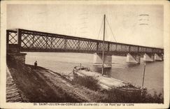 POSTAL Holy Julien de Concelles de la VENDIMIA el puente en el barco de Loire