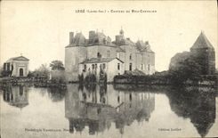 Castillo de la luz de la POSTAL de la VENDIMIA del caballero de madera